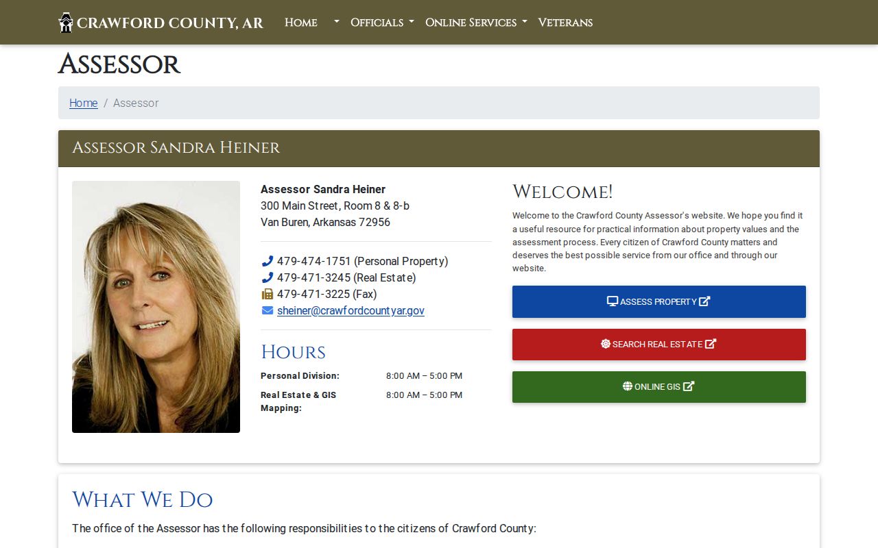 Van Buren residents directory Crawford County Assessor office