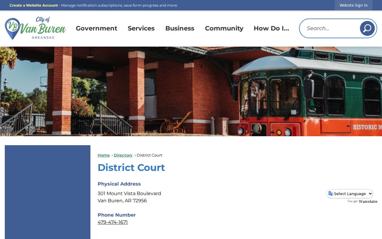 Van Buren neighbors District Court contact source