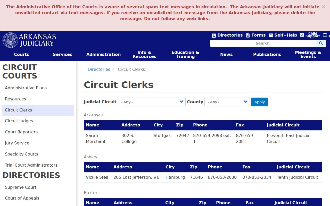 Van Buren resident lookup through the Arkansas circuit clerk directory