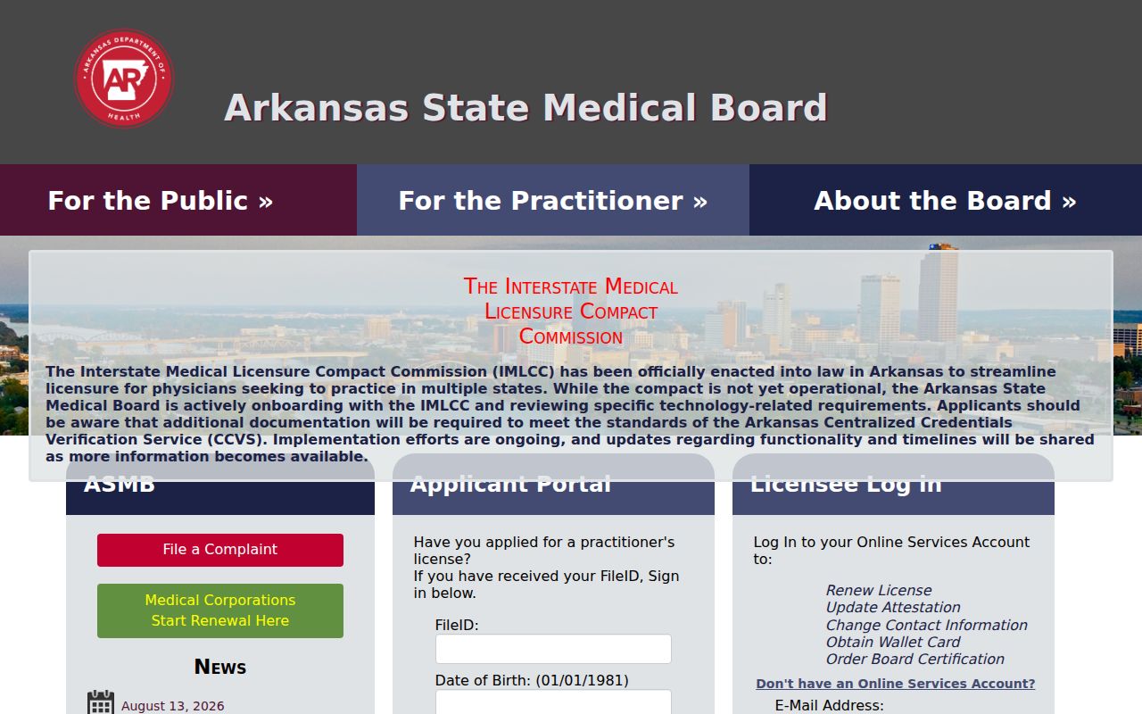 Van Buren resident lookup with Arkansas medical license verification