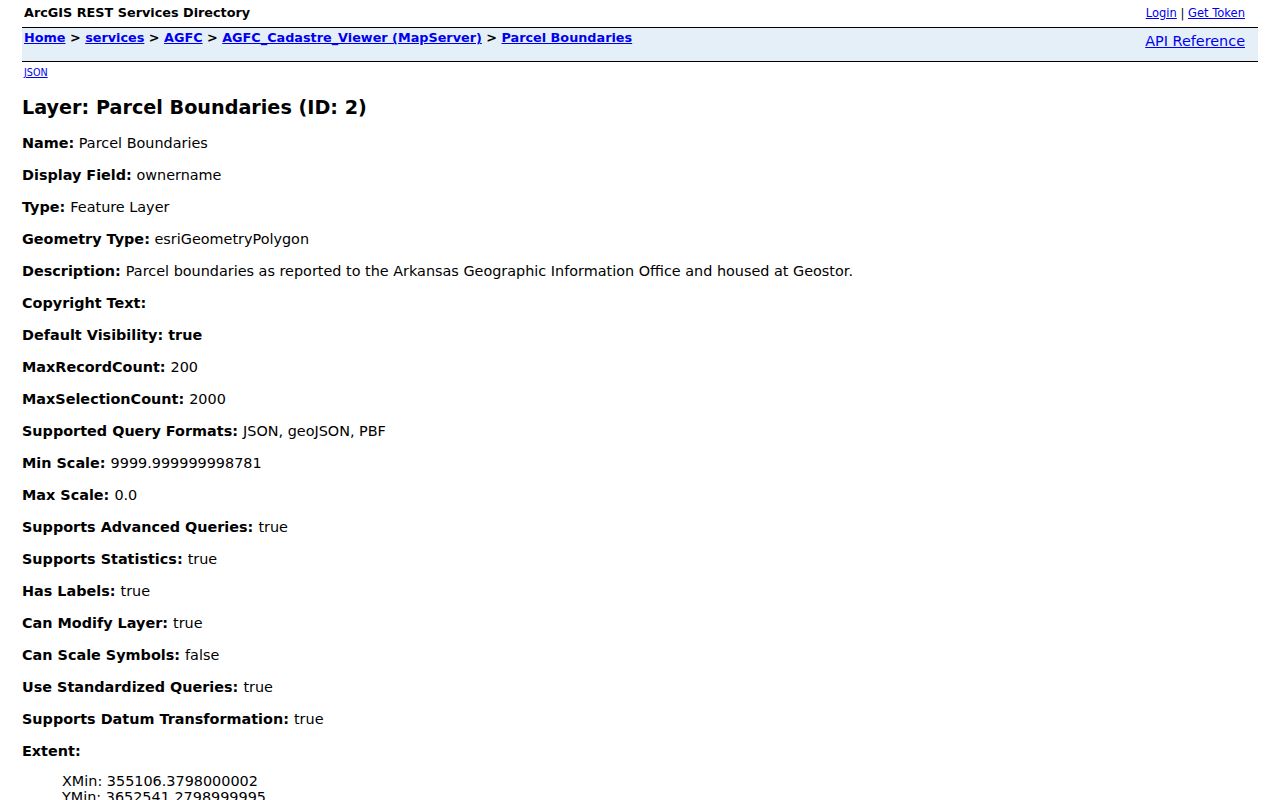 Arkansas parcel schema showing fields for Crawford County address research
